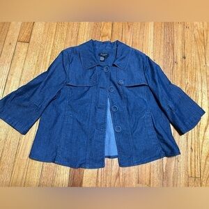 Sandro Women's 3/4 Sleeve Sportswear Denim Jean Jacket Dark Gray Size Large